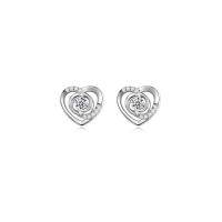 Cubic Zirconia Micro Pave Sterling Silver Earring, 925 Sterling Silver, Heart, plated, micro pave cubic zirconia & for woman & hollow 