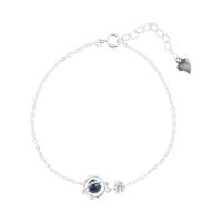 Cubic Zirconia Micro Pave Sterling Silver Bracelet, 925 Sterling Silver, with Blue Sandstone, plated, micro pave cubic zirconia & for woman 190mm 
