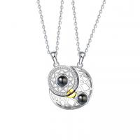 Couple Jewelry Necklace, 925 Sterling Silver, platinum plated 