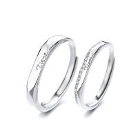Couple Finger Rings, 925 Sterling Silver, platinum plated, Adjustable & for woman 