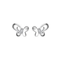 Cubic Zirconia Micro Pave Sterling Silver Earring, 925 Sterling Silver, Butterfly, plated, polished & micro pave cubic zirconia & for woman 
