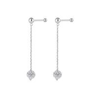 Cubic Zirconia Micro Pave Sterling Silver Earring, 925 Sterling Silver, plated, polished & micro pave cubic zirconia & for woman 46mm 
