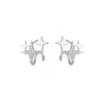 Cubic Zirconia Micro Pave Sterling Silver Earring, 925 Sterling Silver, plated, polished & micro pave cubic zirconia & for woman 