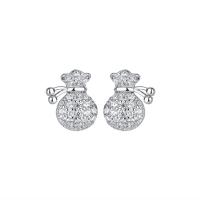 Cubic Zirconia Micro Pave Sterling Silver Earring, 925 Sterling Silver, Money Bag, plated, polished & micro pave cubic zirconia & for woman 