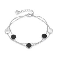 Stainless Steel Charm Bracelet, 304 Stainless Steel, with Shell & Acrylic, with 1.57inch extender chain, Vacuum Ion Plating, fashion jewelry & for woman Approx 6.69 Inch 