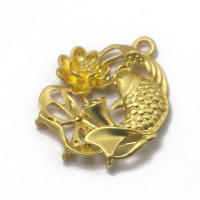 Zinc Alloy Animal Pendants, Fish, gold color plated, DIY, golden 