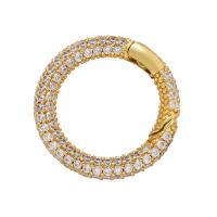 Brass Snap Clasp, plated, micro pave cubic zirconia 28.5mm 