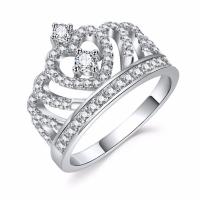 Cubic Zirconia Micro Pave Brass Finger Ring, Crown, plated & micro pave cubic zirconia & for woman & hollow 13mm, US Ring 