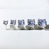 Cubic Zircon Brass Earring, Square, platinum color plated & micro pave cubic zirconia & for woman 