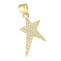 Cubic Zirconia Micro Pave Brass Pendant, Star, gold color plated, fashion jewelry & DIY & micro pave cubic zirconia & for woman, golden Approx 3mm [