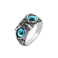 Acrylic Finger Ring, 304 Stainless Steel, with Acrylic, Owl, Vacuum Ion Plating, Unisex & blacken 10mm, US Ring 