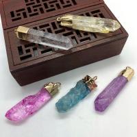 Crystal Brass Pendants, with Brass, irregular, gold color plated, dyed & Unisex 10x39- 