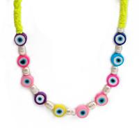 Evil Eye Jewelry Necklace, Polymer Clay, with Crystal & Plastic Pearl & Brass, gold color plated, Unisex Approx 43-46 cm 