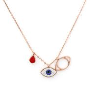 Evil Eye Jewelry Necklace, 304 Stainless Steel, Galvanic plating, for woman & enamel & with rhinestone & hollow, golden Approx 38 cm 
