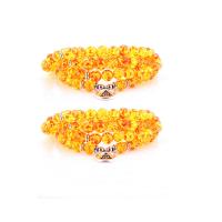 Wrap Bracelets, Resin, with Zinc Alloy, Round, silver color plated, multilayer & Unisex, yellow Approx 34.65 Inch 
