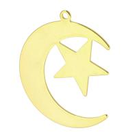 Stainless Steel Star Pendant, 201 Stainless Steel, Moon and Star, Galvanic plating, fashion jewelry & Unisex, golden Approx 1mm 