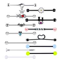 Stainless Steel Straight Barbell, 304 Stainless Steel, Vacuum Ion Plating, 13 pieces & fashion jewelry & Unisex, mixed colors 
