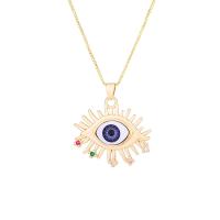 Brass Sweater Chain Necklace, Eye, gold color plated, micro pave cubic zirconia & for woman & enamel Approx 19.69 mm 