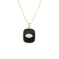 Brass Sweater Chain Necklace, gold color plated, micro pave cubic zirconia & for woman & enamel Approx 19.69 Inch 