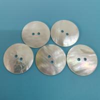 Botón de concha 2 orificios, Concha de labios blancos, Redondo aplanado, Bricolaje, Blanco, 23x1.3mm, Vendido por UD