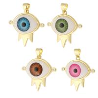 Acrylic Brass Pendants, with Acrylic, Evil Eye, gold color plated, fashion jewelry & micro pave cubic zirconia & for woman Approx 3mm 