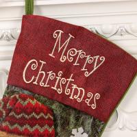 Christmas Stocking and Holder for your Mantel, Linen, handmade, cute 