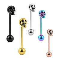Stainless Steel Tongue Ring, 304 Stainless Steel, Skull, Vacuum Ion Plating, fashion jewelry & Unisex 