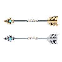 Stainless Steel Ear Piercing Jewelry, 304 Stainless Steel, with turquoise, arrowhead, Vacuum Ion Plating, fashion jewelry & Unisex 