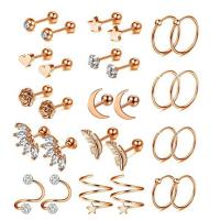 304 Stainless Steel Piercing Earring, Vacuum Ion Plating, fashion jewelry & with rhinestone 