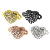Zinc Alloy Magnetic Clasp, Heart, plated, DIY & with rhinestone Approx 2mm 