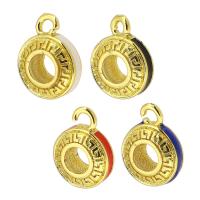 Enamel Brass Pendants, Round, high quality gold color plated, hollow Approx 2mm 