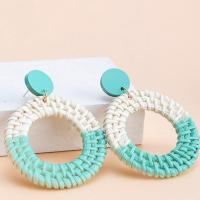 Rattan Earring, with Zinc Alloy, fashion jewelry & for woman 