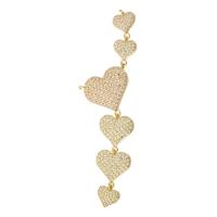 Cubic Zirconia Micro Pave Brass Pendant, Heart, gold color plated, fashion jewelry & DIY & micro pave cubic zirconia & for woman, golden, 81mm Approx 1mm 
