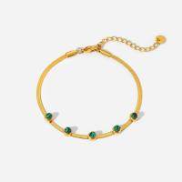 Stainless Steel Charm Bracelet, 304 Stainless Steel, with Synthetic Turquoise, with 5cm extender chain, Vacuum Ion Plating, for woman, golden Approx 17.5 cm 