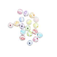 Acrylic Jewelry Beads, Round, DIY & chemical wash, mixed colors, 9.2mm, Approx 