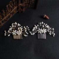 Decorative Hair Combs, Brass, with Rhinestone & Plastic Pearl, fashion jewelry & for woman 