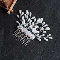 Decorative Hair Combs, Brass, with Plastic Pearl, handmade, fashion jewelry & for woman & with rhinestone 