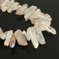 Natural Plating Quartz Beads, Clear Quartz, Nuggets, half-plated, 5-7x29-38x4-6mm Approx 1.5mm Approx 16 Inch, Approx 