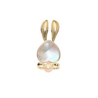 Shell Brooch, Brass, with Shell Pearl, Rabbit, gold color plated, fashion jewelry & for woman 