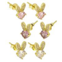 Cubic Zirconia Micro Pave Brass Earring, high quality gold color plated, micro pave cubic zirconia & for woman 