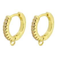 Messing Huggie Hoop Ohrringe finden, Hohe Qualität Gold Farbe Überzeug, Micro pave Zirkonia, 13x13x2mm, Bohrung:ca. 1mm, verkauft von Paar