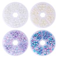 ABS Plastic Beads, ABS Plastic Pearl, with Plastic Box, Round, stoving varnish, DIY 