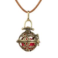 Floating Charm Necklace, Brass, Round, antique bronze color plated & for woman & hollow 20-30mm Approx 38 cm 