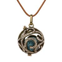 Floating Charm Necklace, Brass, antique bronze color plated & for woman & with rhinestone & hollow 20-30mm Approx 38 cm 