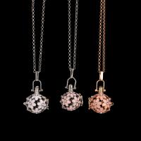 Floating Charm Necklace, Brass, plated, for woman & enamel & with rhinestone & hollow 20-30mm Approx 38 cm 