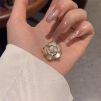 Perlmutt Messing Fingerring, mit Kunststoff Perlen, Blume, goldfarben plattiert, für Frau & Emaille, Größe:6.5, verkauft von PC