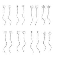 Sterling Silver Thread Through Earrings, 925 Sterling Silver & for woman, silver color, 45mm 