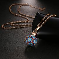 Floating Charm Necklace, Brass, Round, plated, for woman & enamel & with rhinestone & hollow 20-30mm Approx 38 cm 