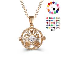 Floating Charm Necklace, Brass, Round, plated & for woman & with rhinestone & hollow 20-30mm Approx 38 cm 