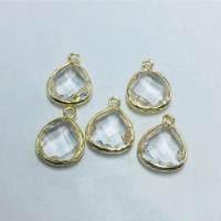 Crystal Brass Pendants, with Brass, Teardrop, gold color plated, Unisex & faceted Approx 